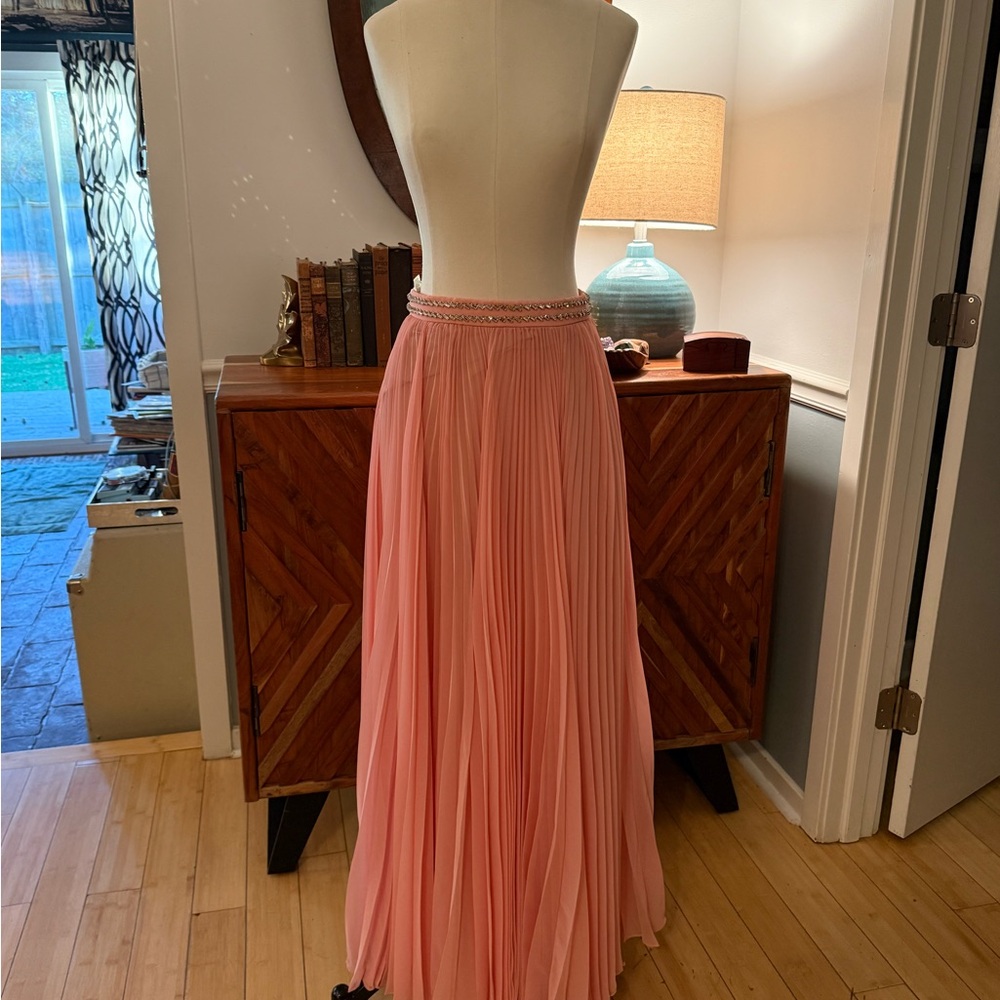 Prada Pink Skirt with Rhinestone crystal waistband Detail